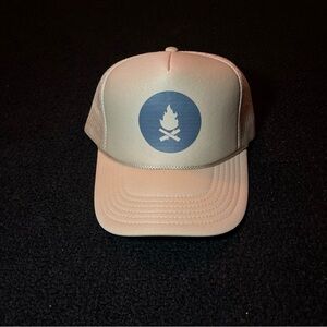 Beige Trucker Hat with Fire logo